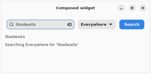 A composed widget: one entry, one drop down and one button, presented as a single thing
