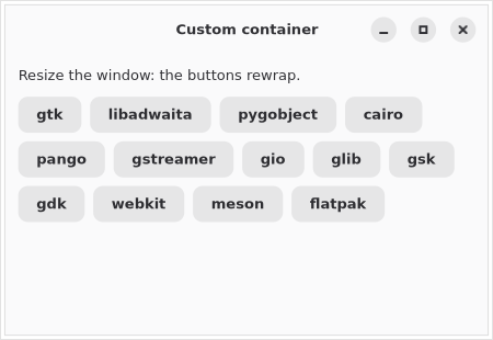 Children wrapped onto three rows by a custom container