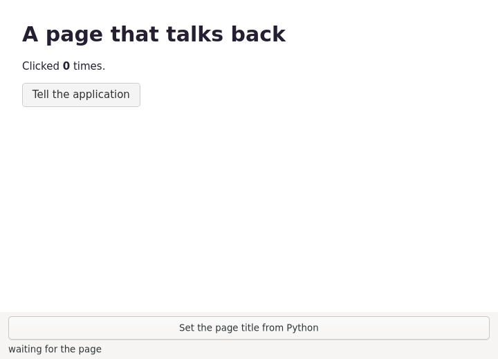 A page posting a message to Python, and Python reading a value back