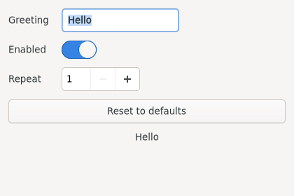 Widgets bound to GSettings keys, remembered between runs